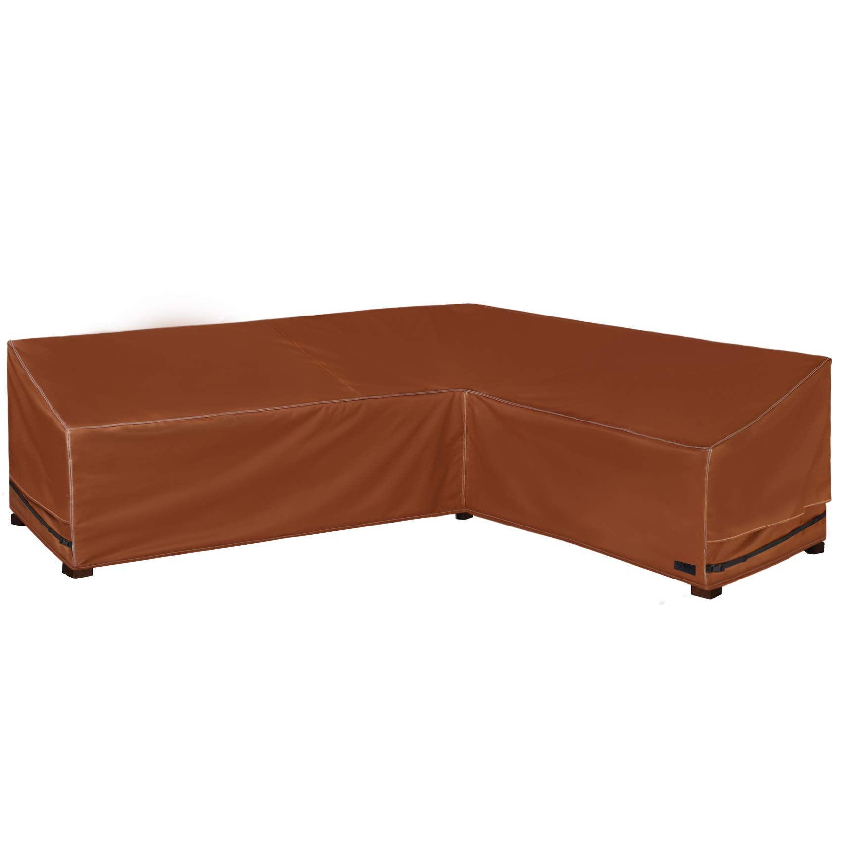 Nettypro Patio Sectional Cover 104' X 83', L-Shaped Waterproof 600D Heavy Duty Outdoor Furniture Sofa Lounge Set Cover, Right Facing, Brown