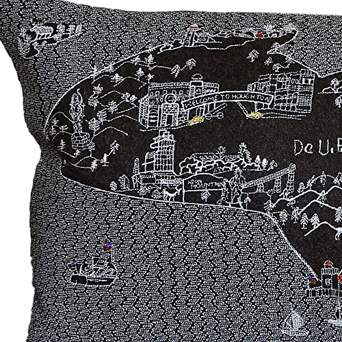 HomeRoots Grey 24' Black Michigan Upper Peninsula Nighttime Skyline Lumbar Decorative Pillow