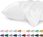 Bedsure King Size Satin Pillowcase Set Of 2 - Ivory Silky Pillow Cases For Hair And Skin 20X36 Inches, Pillow Covers With Envelo
