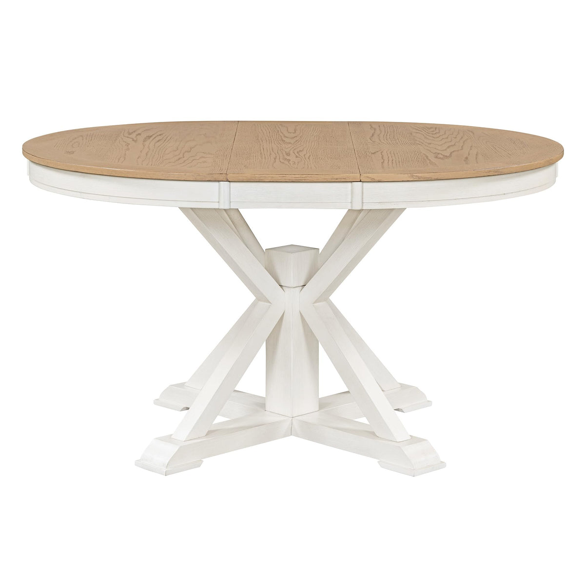 Lumisol Round Dining Table For 4, Farmhouse Extendable Kitchen Table With Leaf, Solid Wood Dinner Table For Small Space, 42inch54inch