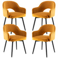Wahson Set Of 4 Dining Chair Velvet Kitchen Chair Metal Legs Living Room Chair Scandinavian Chair For Kitchen/Restaurant (Yellow-4)
