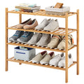 4-Tier Bamboo Shoe Rack for Entryway, Stackable | Heavy Duty | Multi-Function, Free Standing Shoe Racks for Bedroom Hallway Clos