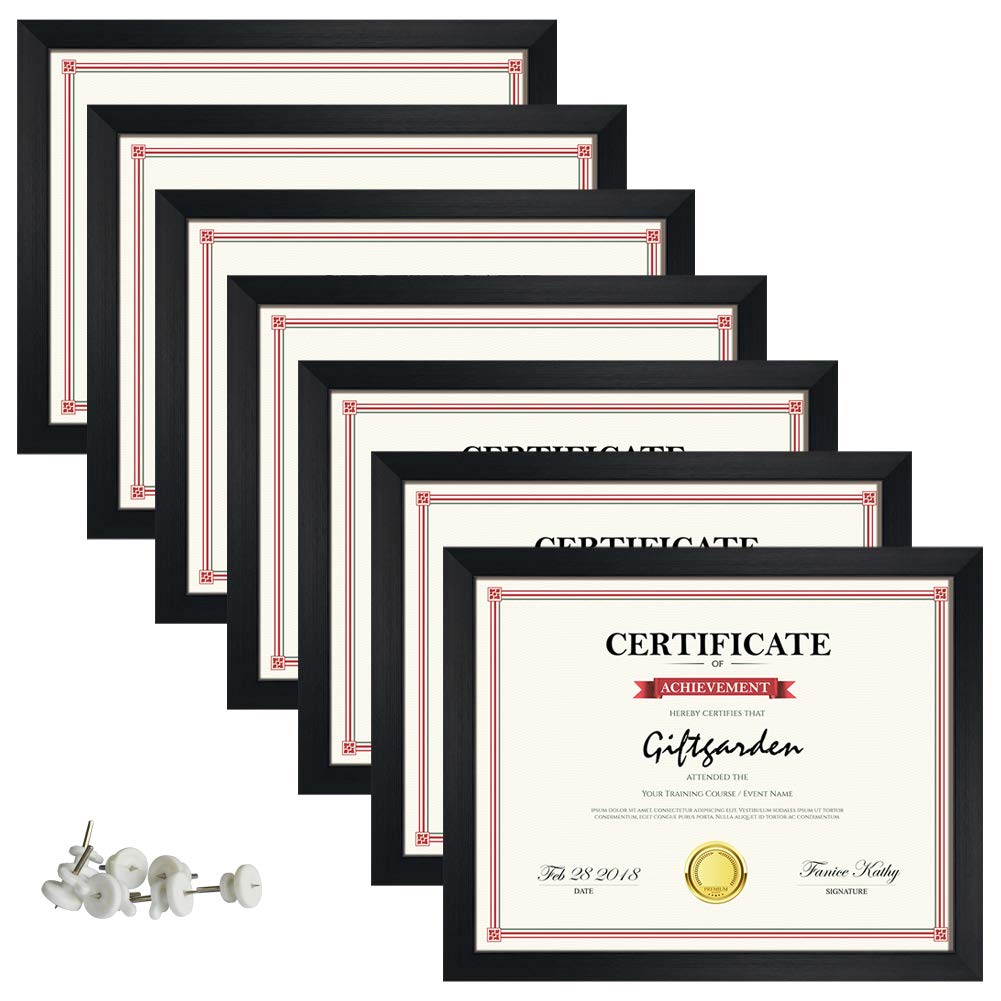 Giftgarden 7 Pack 8.5x11 Picture Frame Black, Award Certificate Diploma Document Bulk 8.5 x 11 Frames for Wall or Tabletop Displ