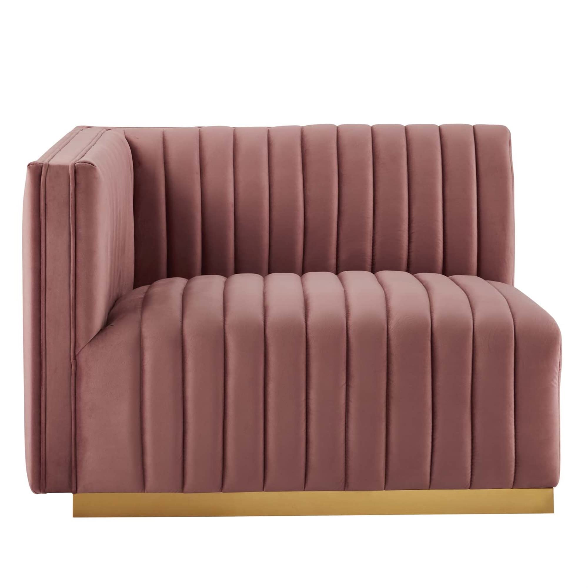 Modway Conjure 5-Piece Velvet And Stainless Steel Sectional In Gold/Dusty Rose