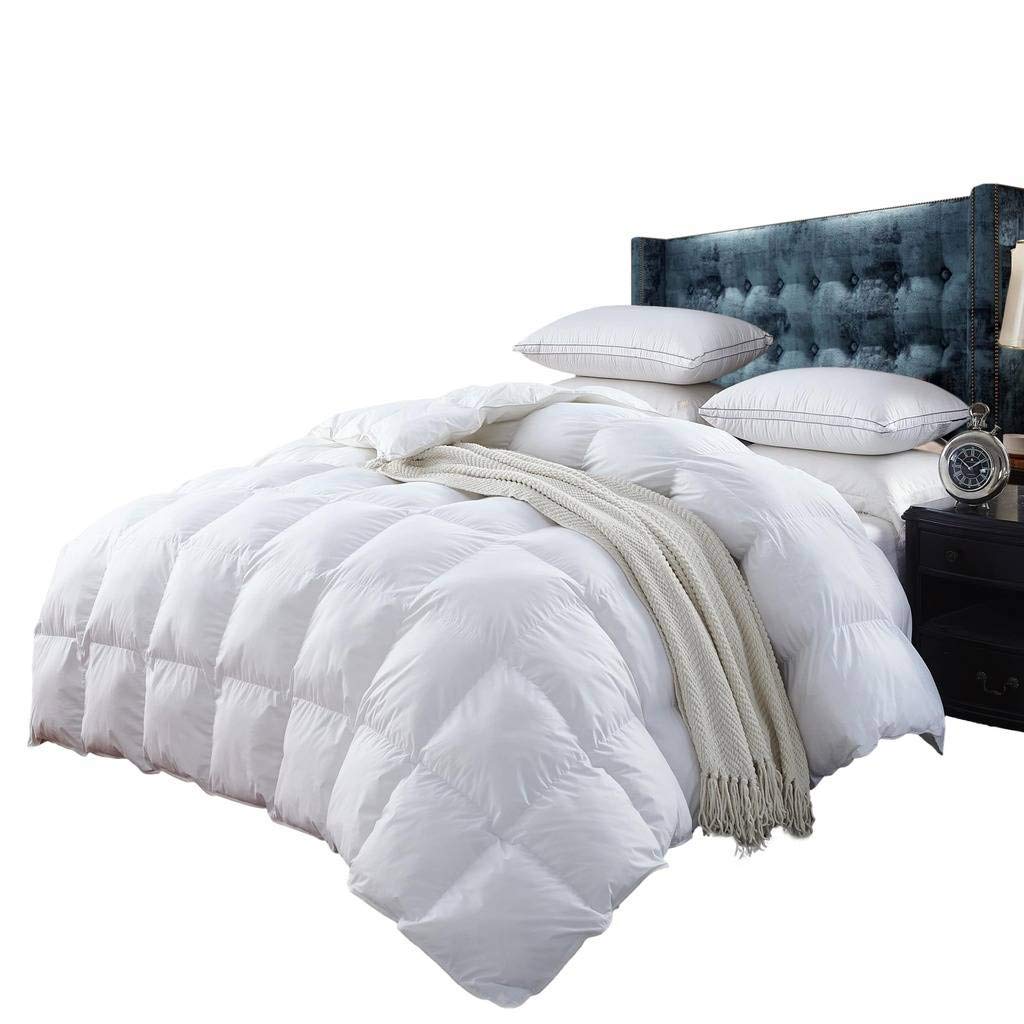 1500 Thread Count Baffle Box Medium Weight Goose Down Comforter, White, California King