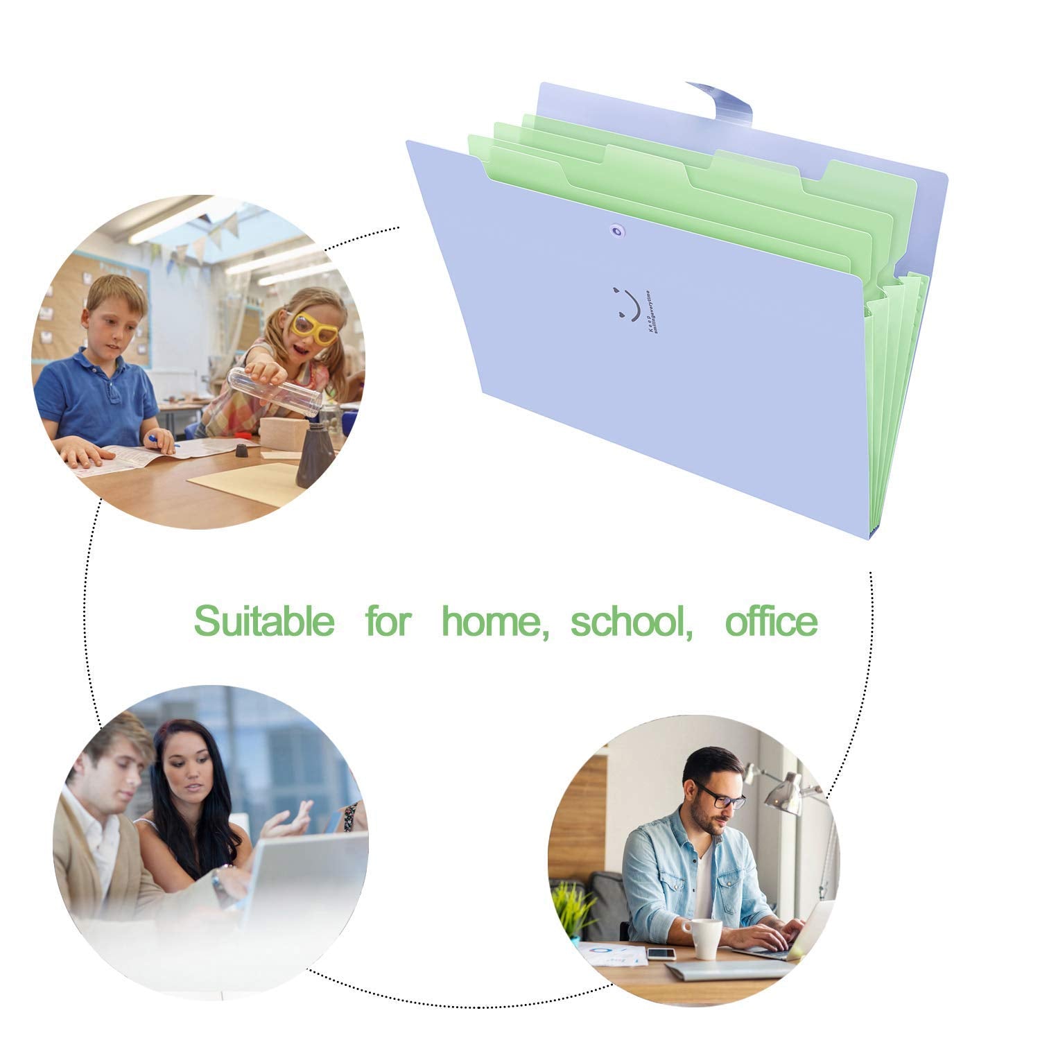 Skydue Letter A4 Paper Expanding File Folder Pockets Accordion Document Organizer (Purple)