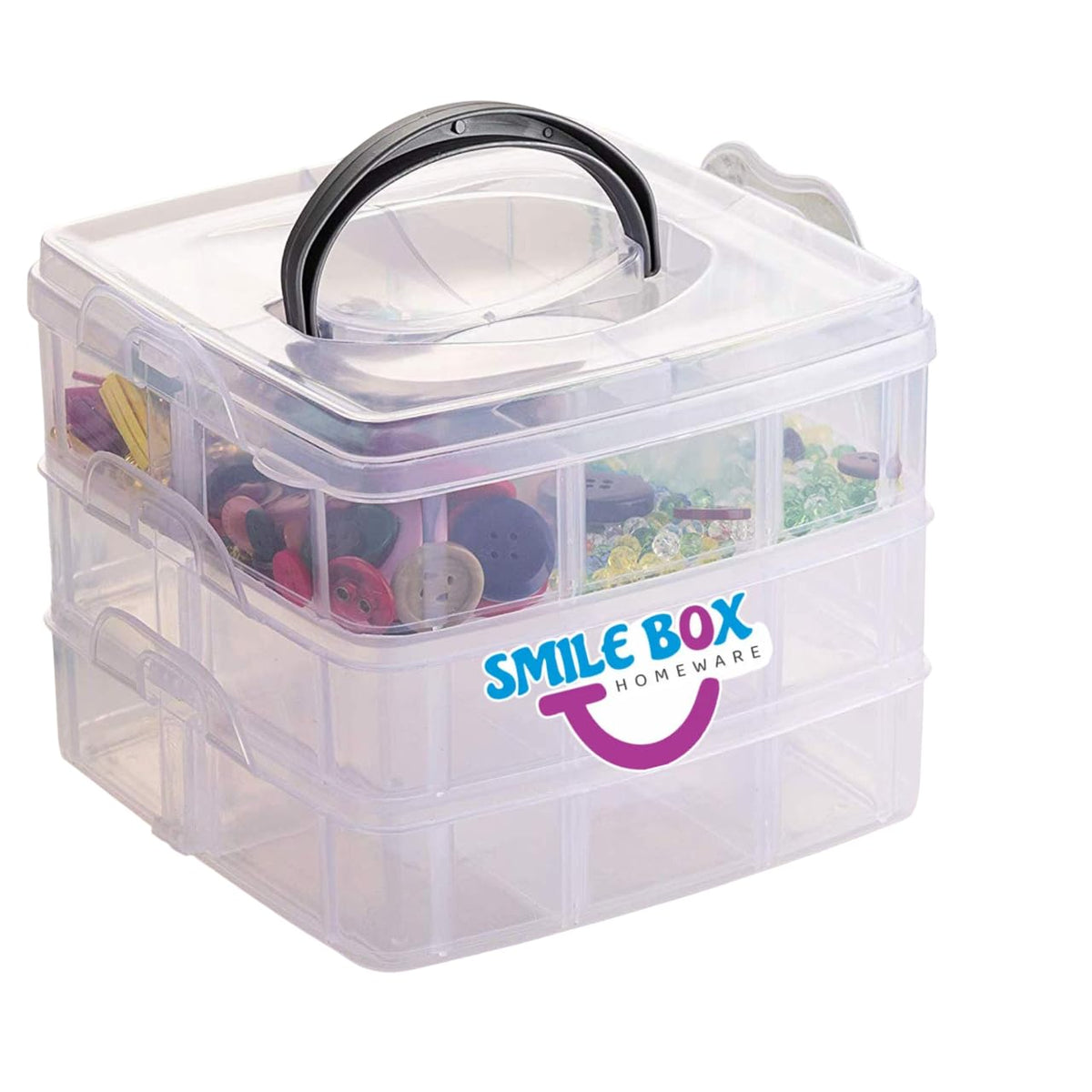 SMILE BOX Eighteen Grid Three Layers Detachable Square Shape Desktop Storage Box Stackable Organizer Unit Removable Container Pl