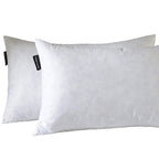 Basic Home 16X26 Oblong Feather & Down Pillow Insert, 100% Cotton Fabric, Set Of 2, White