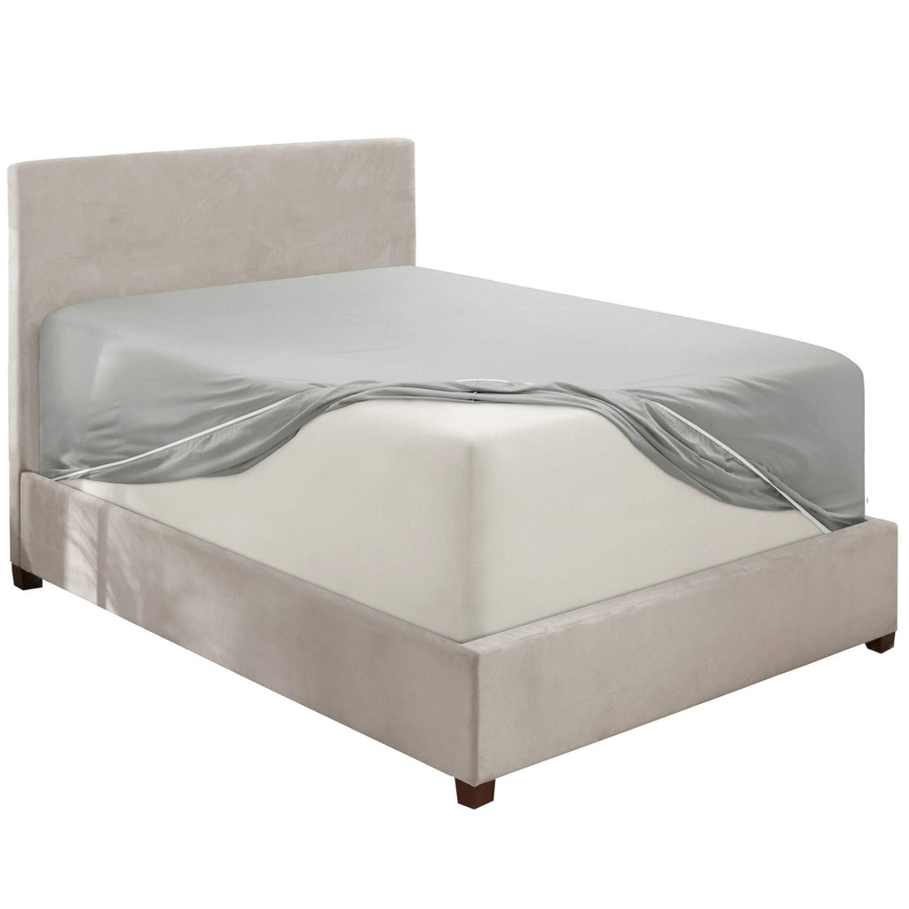 Nestl Light Grey California King Fitted Sheet, Extra Deep Pocket Cal King Fitted Sheet Only, 1800 Microfiber Fitted Bed Sheet, Ultra Soft Fitted Sheet California King Fits Up To 24 Inch Mattress