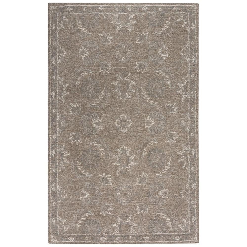 Peace 5' X 7'6" Floral Brown/Brown Hand-Tufted Area Rug