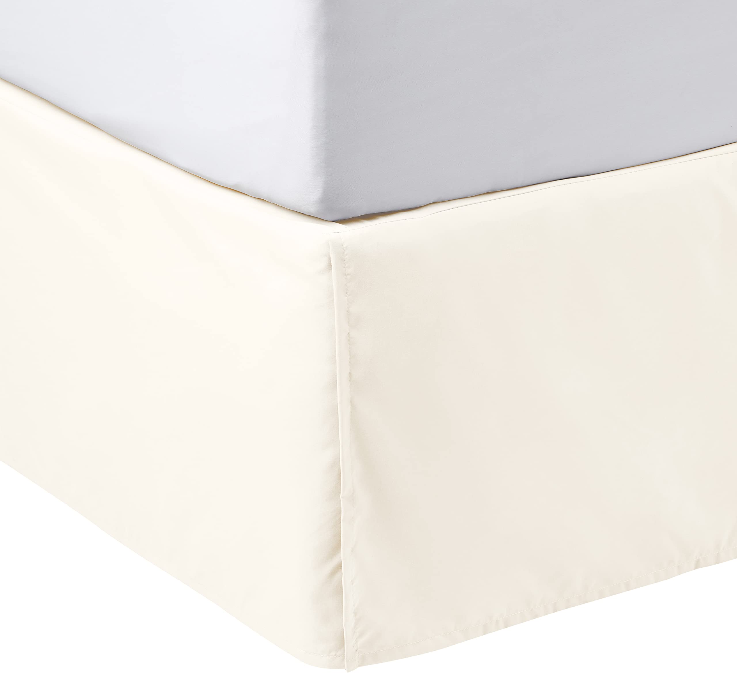 Amazon Basics - Lightweight Pleated Bed Skirt, Queen, Off White, Solid