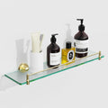 KOCOK Glass Shelf for Bathroom,20-Inch Gold Glass Bathroom Shelf Modern Stainless Steel Tempered Glass Floating Shelf Wall Mount