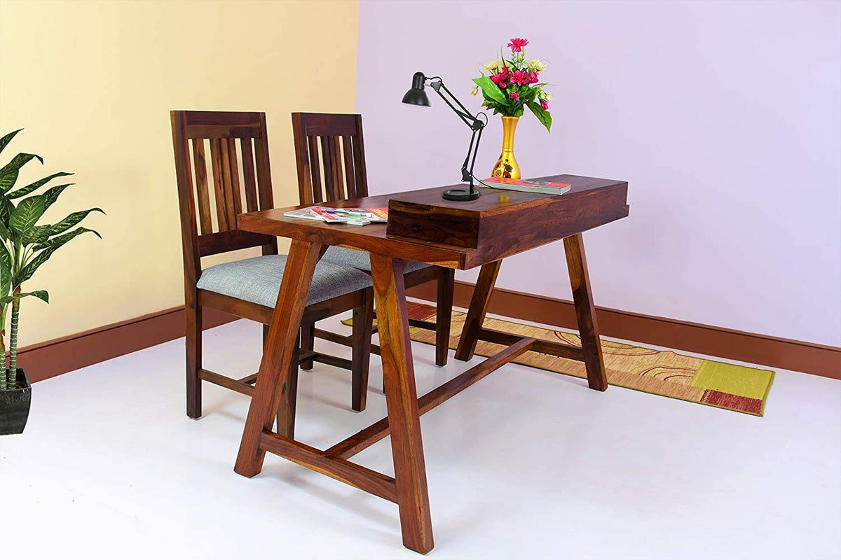 Ss Wood Furniture Sheesham Wood Writing Study Table For Home And Office With Chair | Study Desk | Provincial Teak Finish