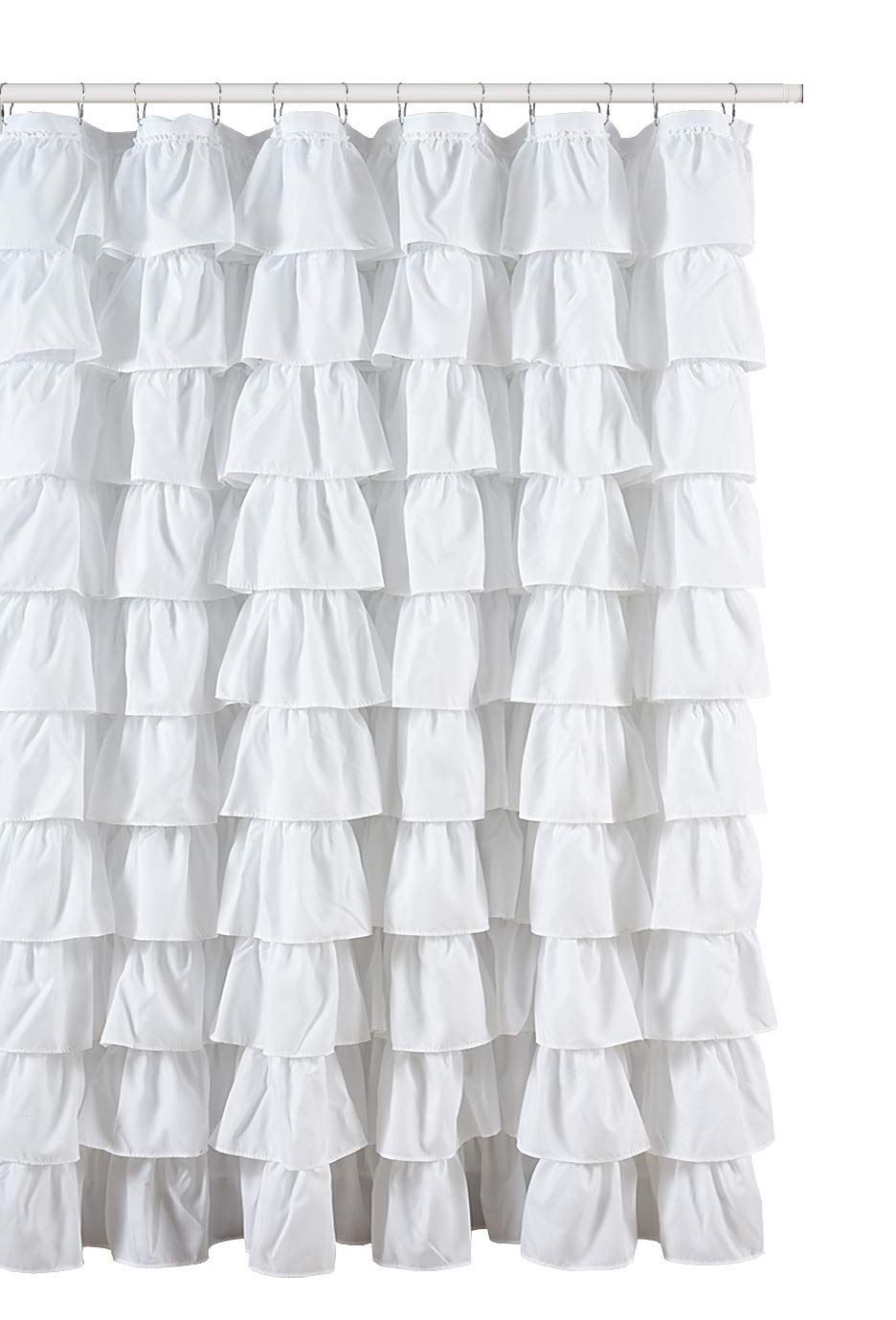 Flamenco Ruffle Shower Curtain (White)