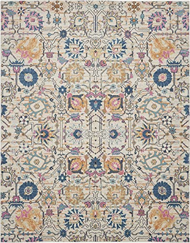 HomeRoots Ivory/Multi 100% Polypropylene 7’ x 10’ Ivory and Multicolor Floral Buds Area Rug