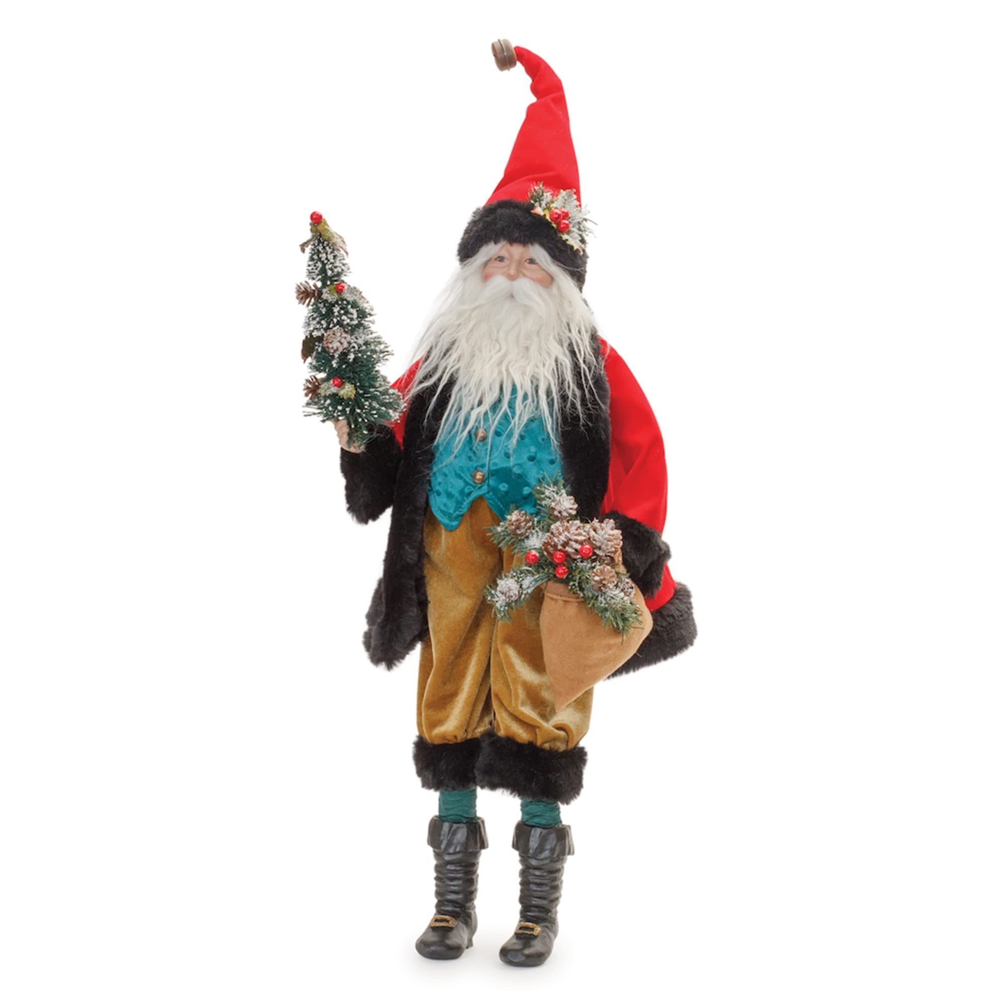 Melrose Santa With Christmas Tree Figurine, 26.5”H, Polyester And Resin, Holiday Season Decor
