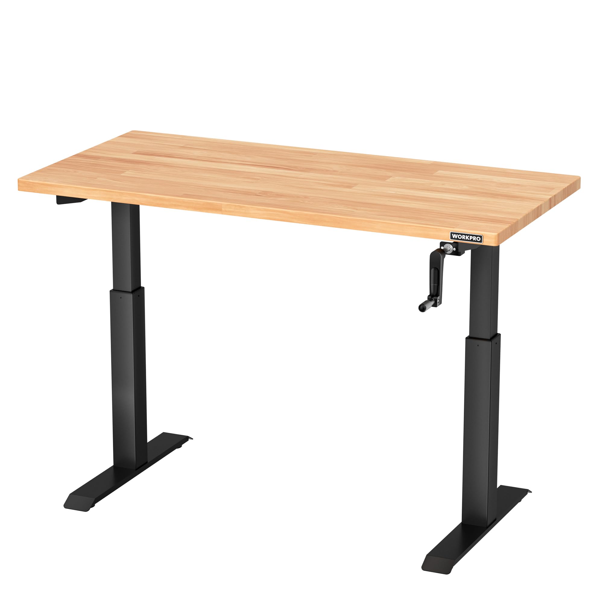 WORKPRO Adjustable Workbench with Crank Handle, 47.2 x 23.6 Rubber Wood Worktable 300LBS Load Capacity,Height-Adjustable Standin