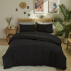 Clothknow Black Comforter Set King 3Pcs Black Bedding Comforter Sets All Black Comforter King Size Soft Black King Comforter Set
