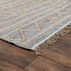 Kosas Home Megan 96X120 Transitional Jute Rug In Natural And Spa Blue