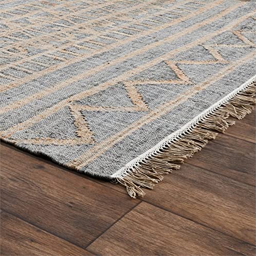 Kosas Home Megan 96X120 Transitional Jute Rug In Natural And Spa Blue