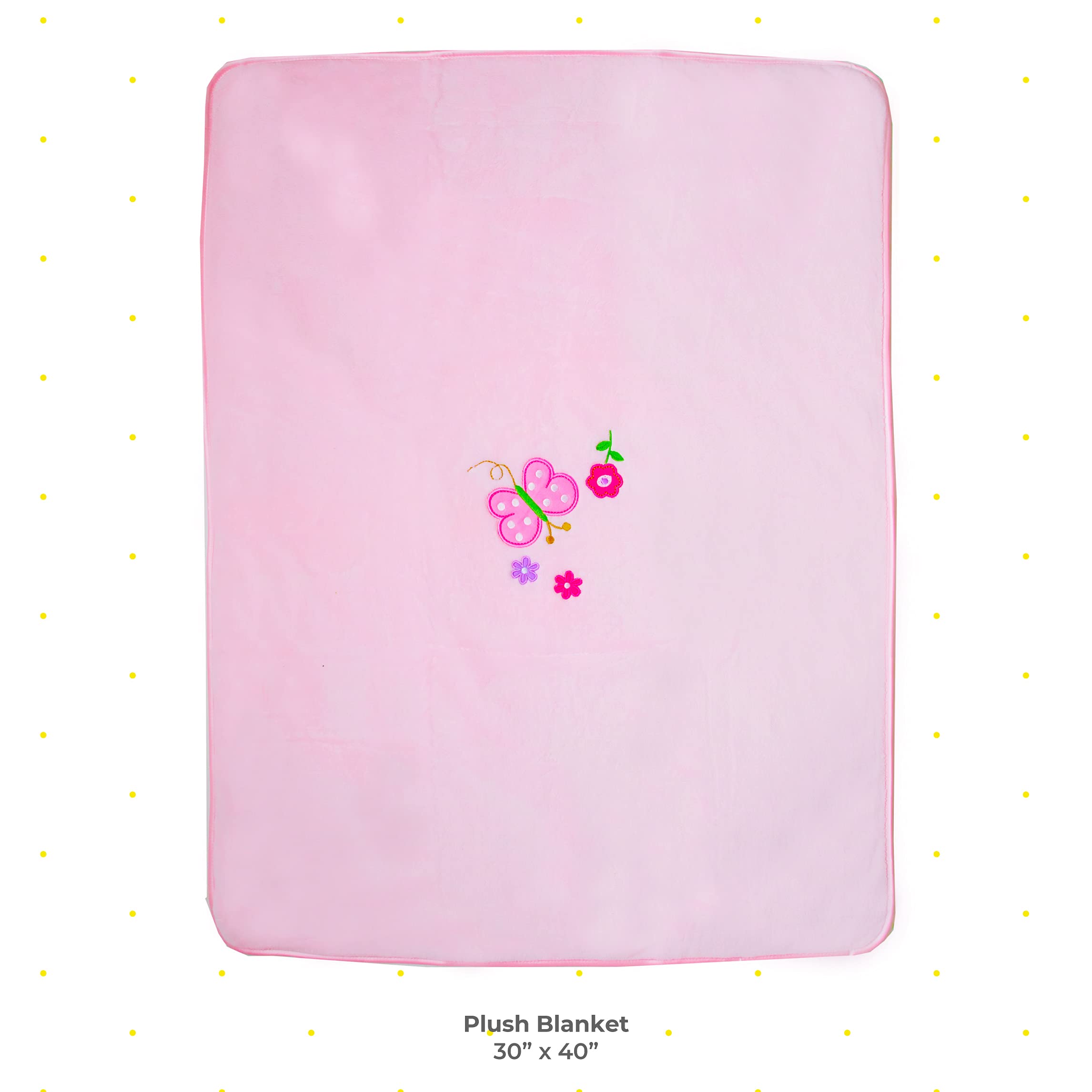 Spasilk Plush Blanket, Thick 2 Ply Blanket With Satin Trim, Baby Blanket, Pink Butterfly
