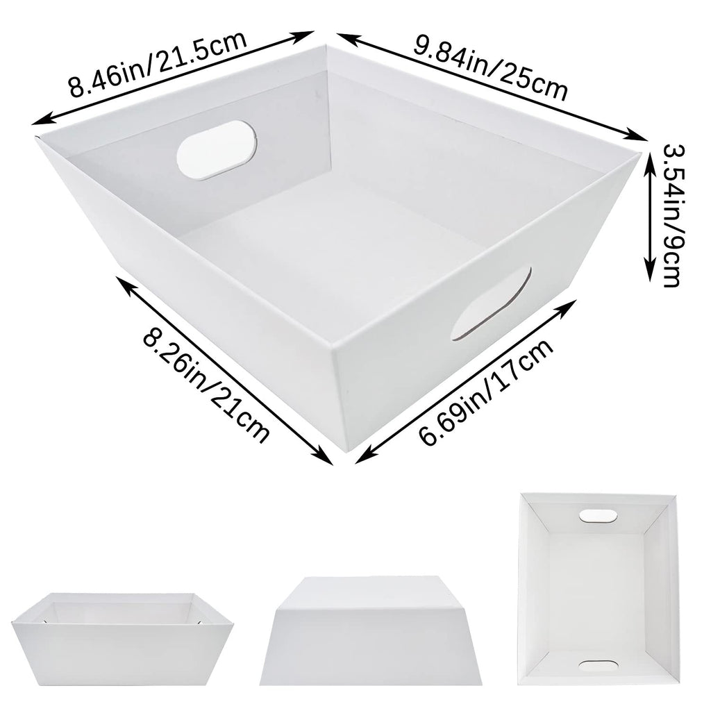 Basket For Gifts Empty, 5 Pk White Empty Gift Baskets To Fill, Sturdy Cardboard Tray With Handles, Large Gift Baskets Empty Bulk