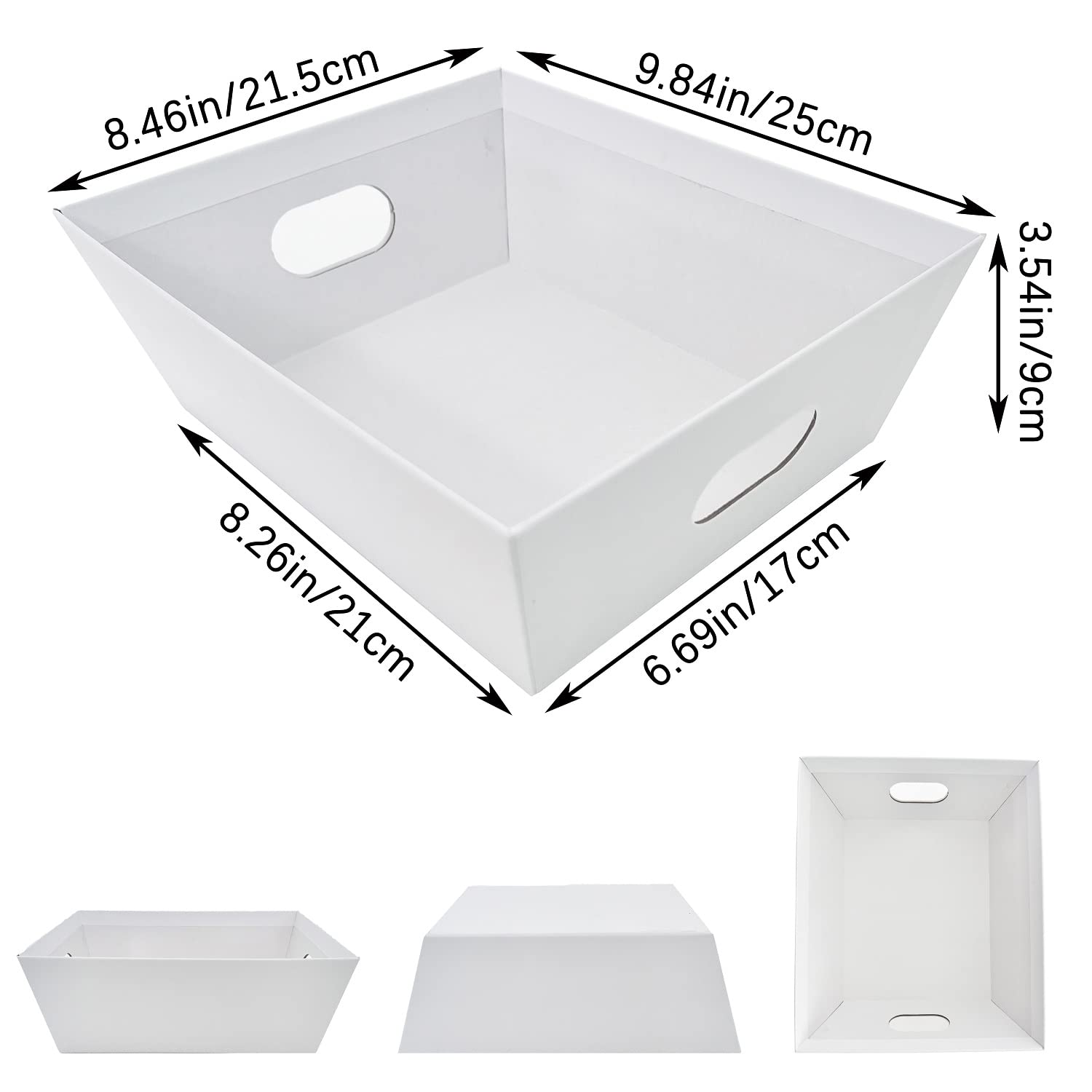 Basket For Gifts Empty, 5 Pk White Empty Gift Baskets To Fill, Sturdy Cardboard Tray With Handles, Large Gift Baskets Empty Bulk