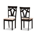 Baxton Studio Sylvia Contemporary Fabric Dining Chair, Sand and Espresso Brown, 2/Set (149-2PC-8961-HT)