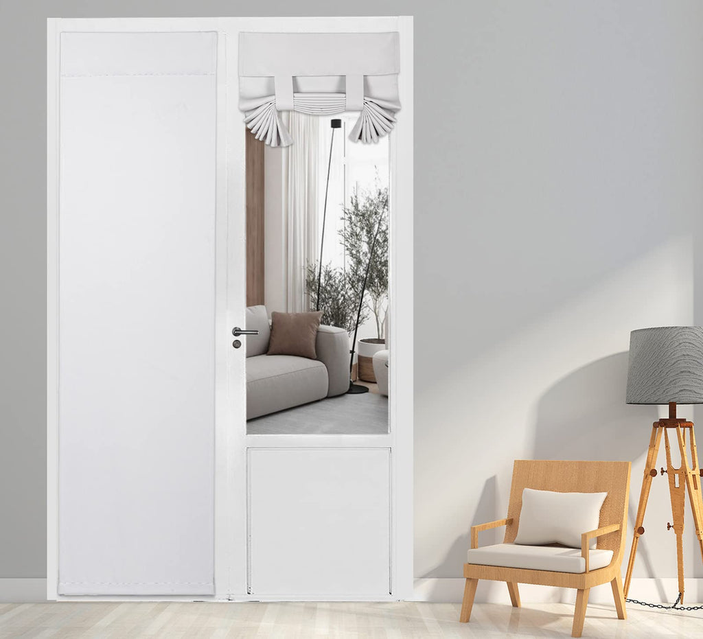 Pi Blackout French Door Curtain,Door Window Shade Privacy Thermal Insulated Long Door Curtain For Glass Door/Sliding Door/Tie Up Shade 1 Panel (W30X80,White)