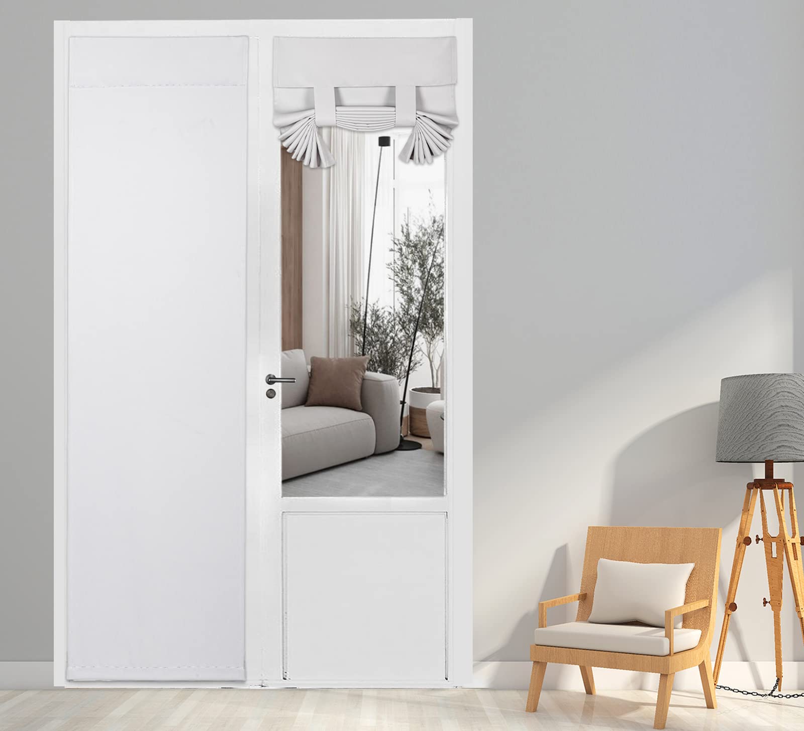 Pi Blackout French Door Curtain,Door Window Shade Privacy Thermal Insulated Long Door Curtain For Glass Door/Sliding Door/Tie Up Shade 1 Panel (W30X80,White)