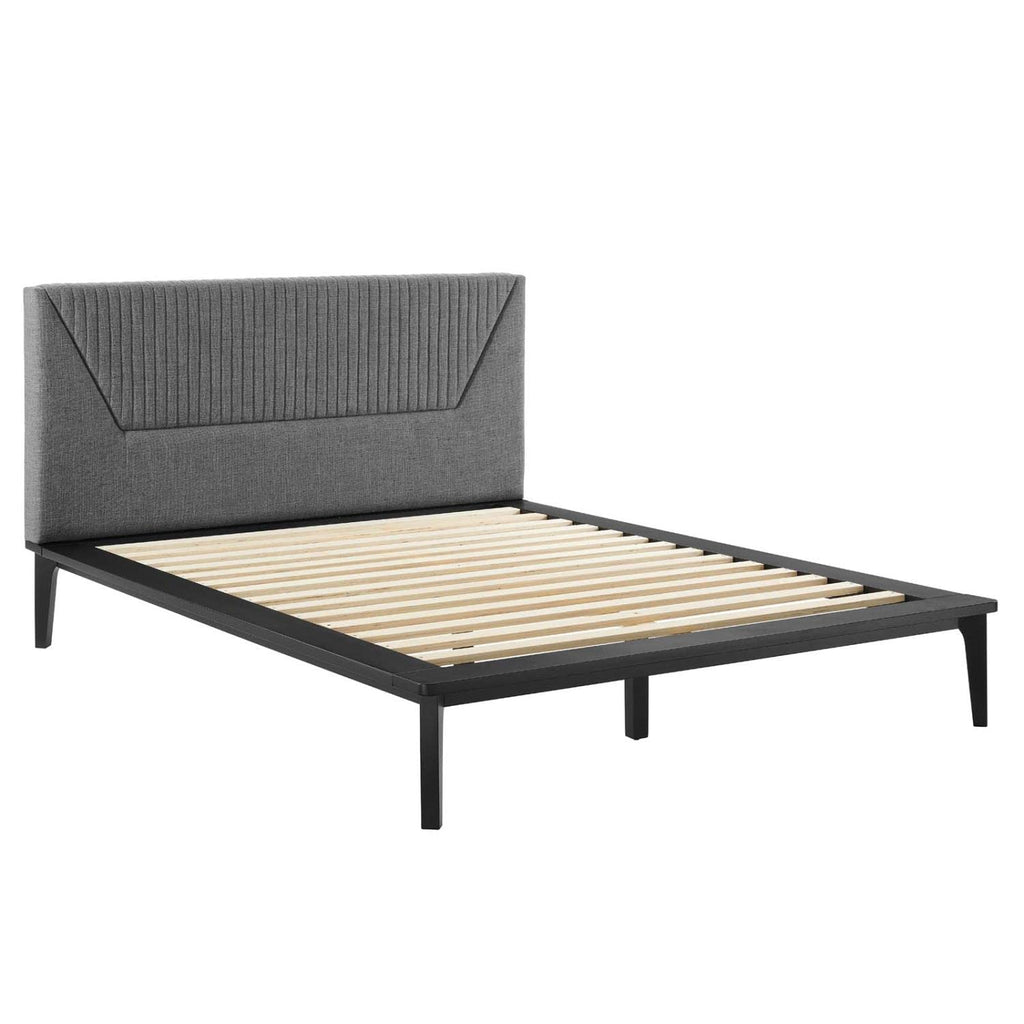 Modway Dakota Upholstered Polyester Fabric Queen Platform Bed in Black/Gray