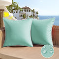 All Smiles Outdoor Waterproof Throw Pillow Covers 18X18 Set Of 2 Teal Decorative Patio Tent Bed Sofa Living Room Furniture Sunbr