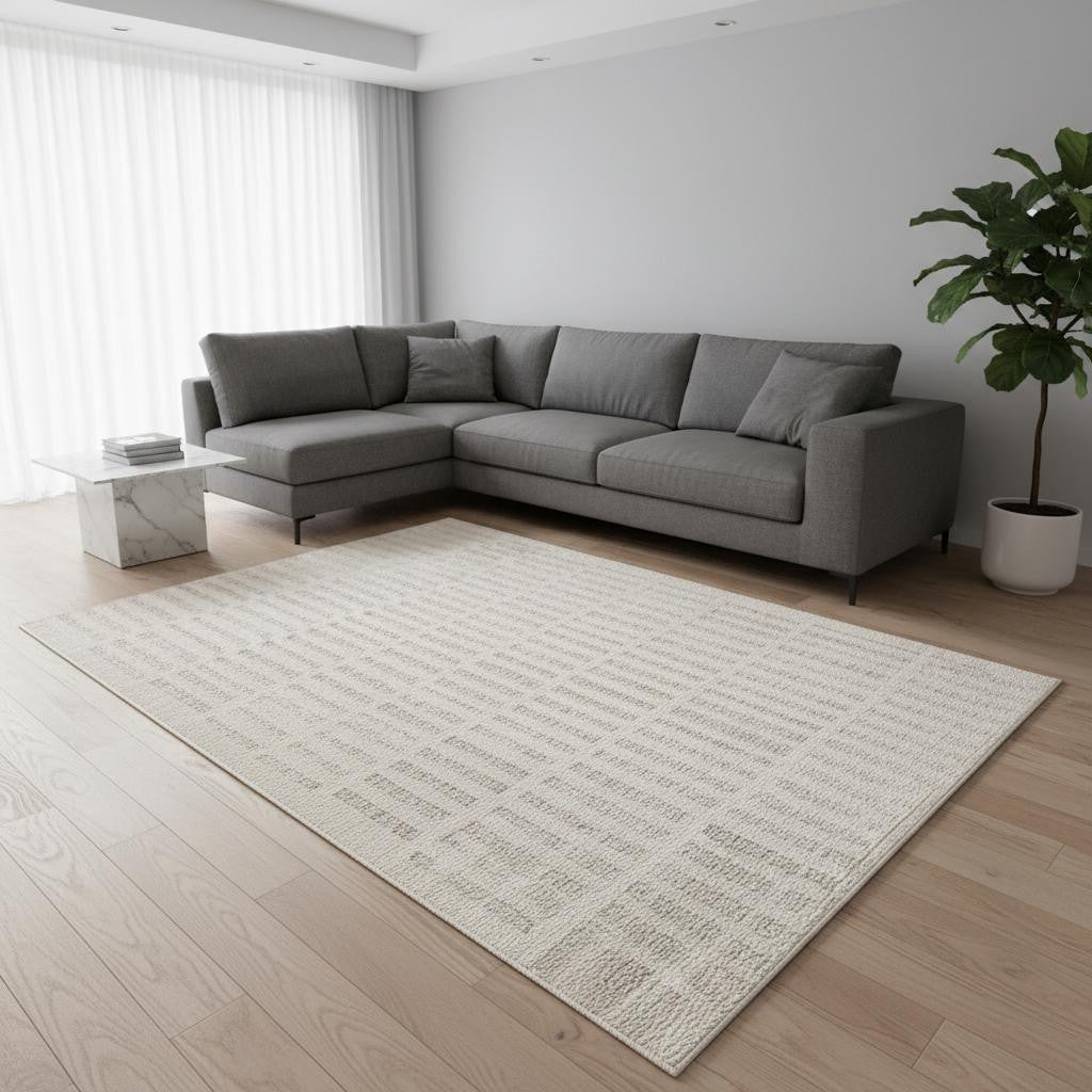9 X 12 Gray And Beige Abstract Area Rug