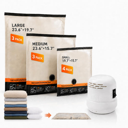 10 Pack Vacuum Bags for Travel & Home Storage with Electric Pump, Space Saver Vacuum Storage Bags Travel Space Saver for Blanket