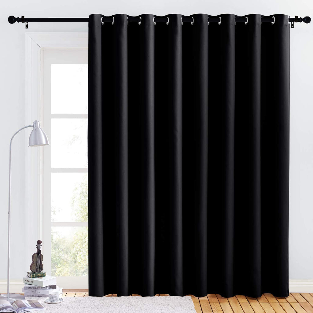 Nicetown Halloween Light Reducing Grommet Curtain - (W120 X L84, Black, 1 Piece) Tripe Woven Textured Soft Curtain Panel For Liv