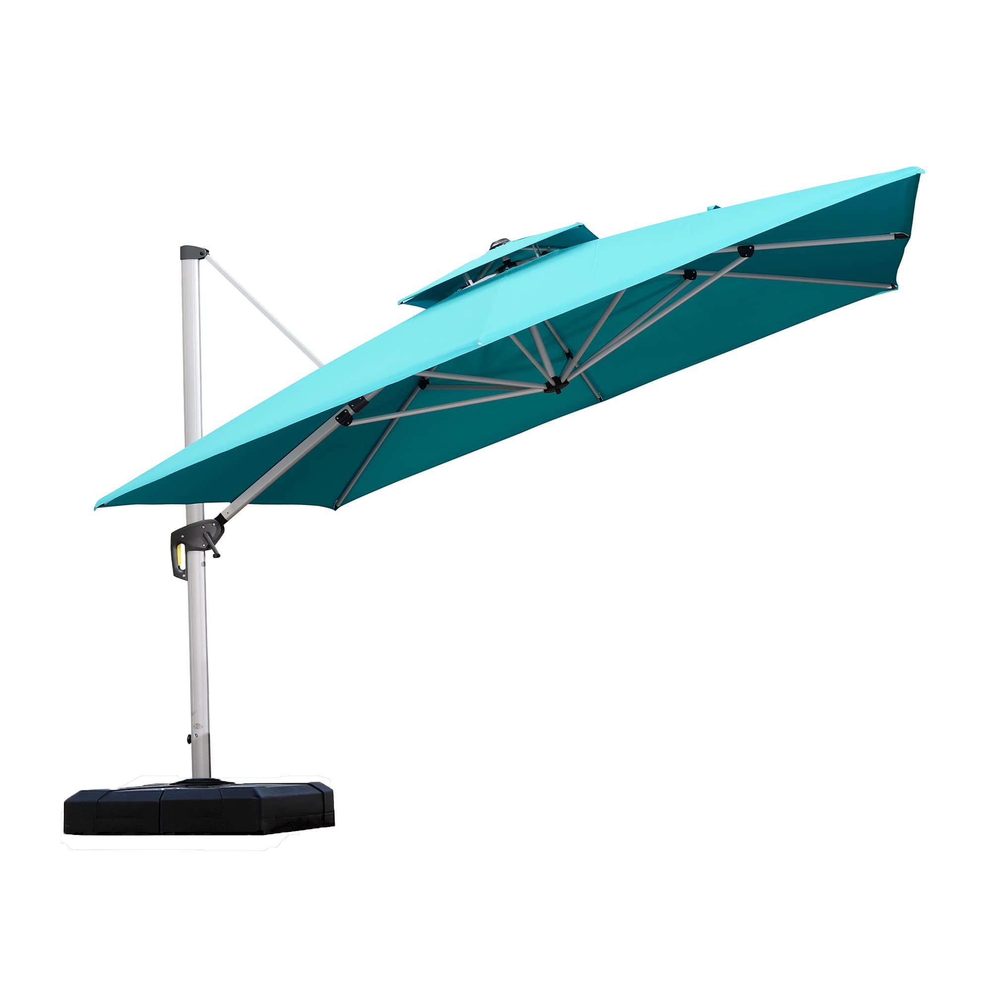 Purple Leaf 11 Feet Double Top Deluxe Square Outside Umbrella For Patio Offset Hanging Umbrella, Turquoise Blue