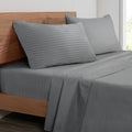 Mejoroom Striped Grey-01 1800 Thread Count Queen Sheet Set - Hypoallergenic, Deep Pocket, Breathable, Wrinkle & Stain Resistant