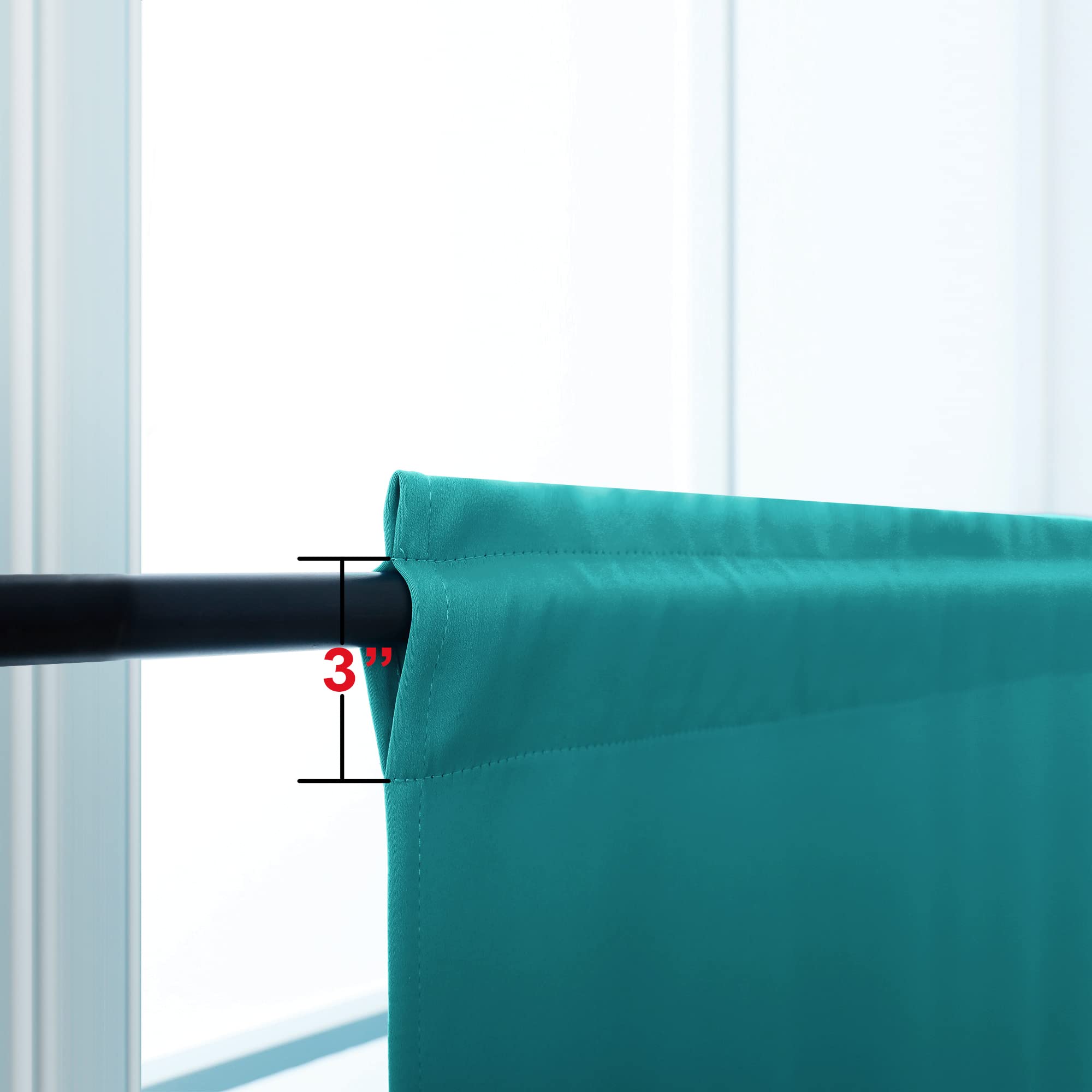 Koufall Teal Curtains 36 Inch Length For Small Bathroom Window 2 Panels Rod Pocket Cafe Thermal Insulated Darkening Blackout Window Treatments Tier For Bedroom Kitchen 34 Wide By 36 Inches Long