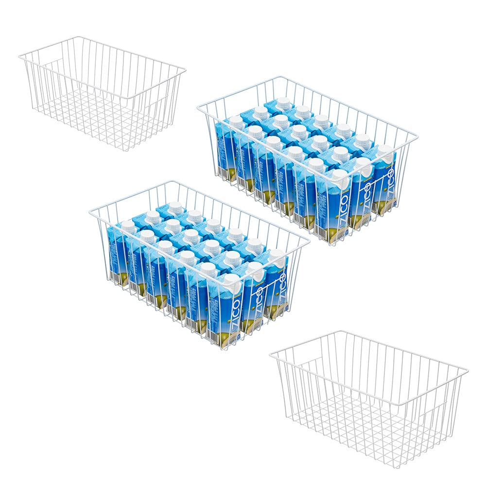 Large Wire Storage Baskets Freezer Organizer Baskets, Farmhouse Metal Wire Baskets Bins, Household Storage Basket With Handles F