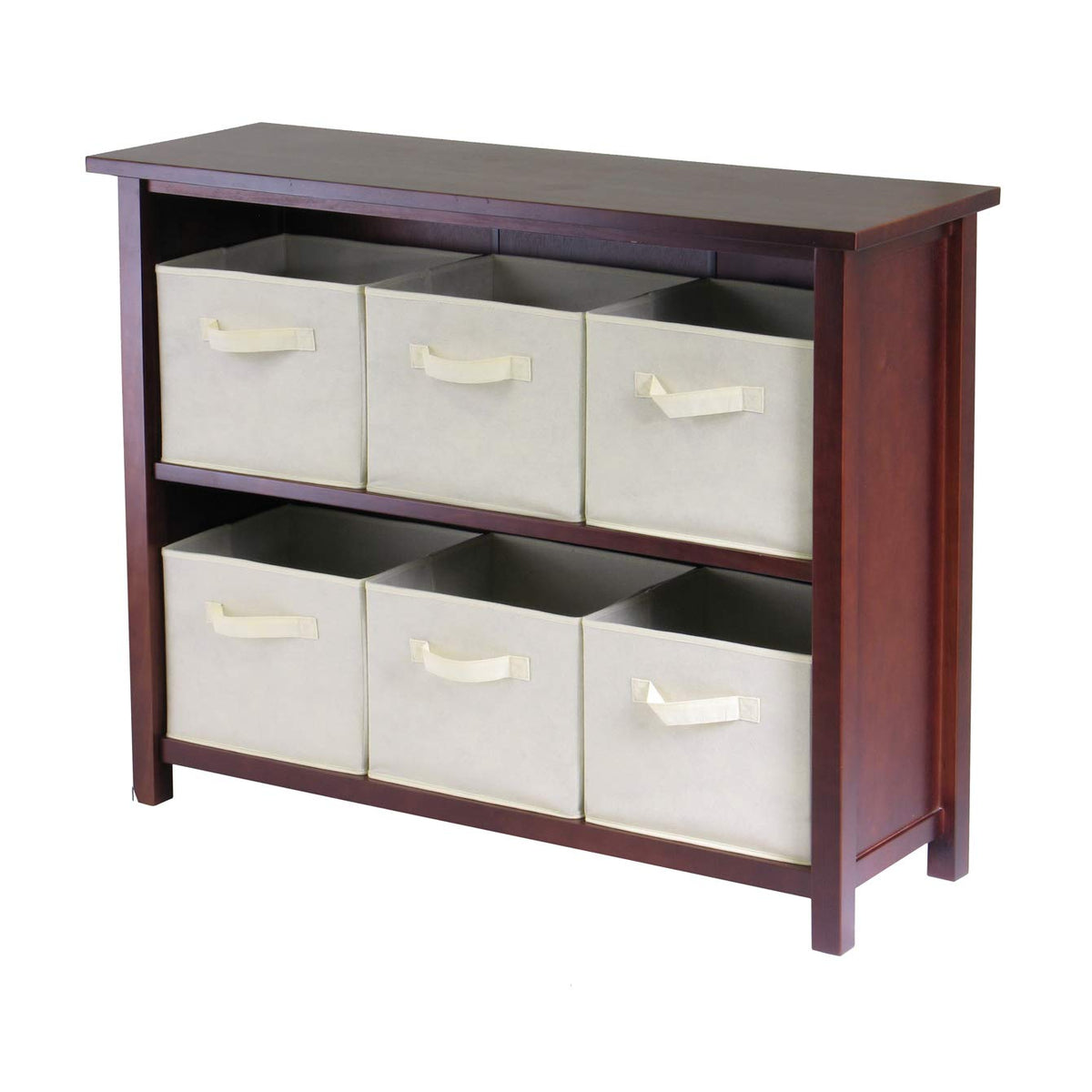 Winsome Verona Storage/Organization, 6 Small, Walnut/Beige