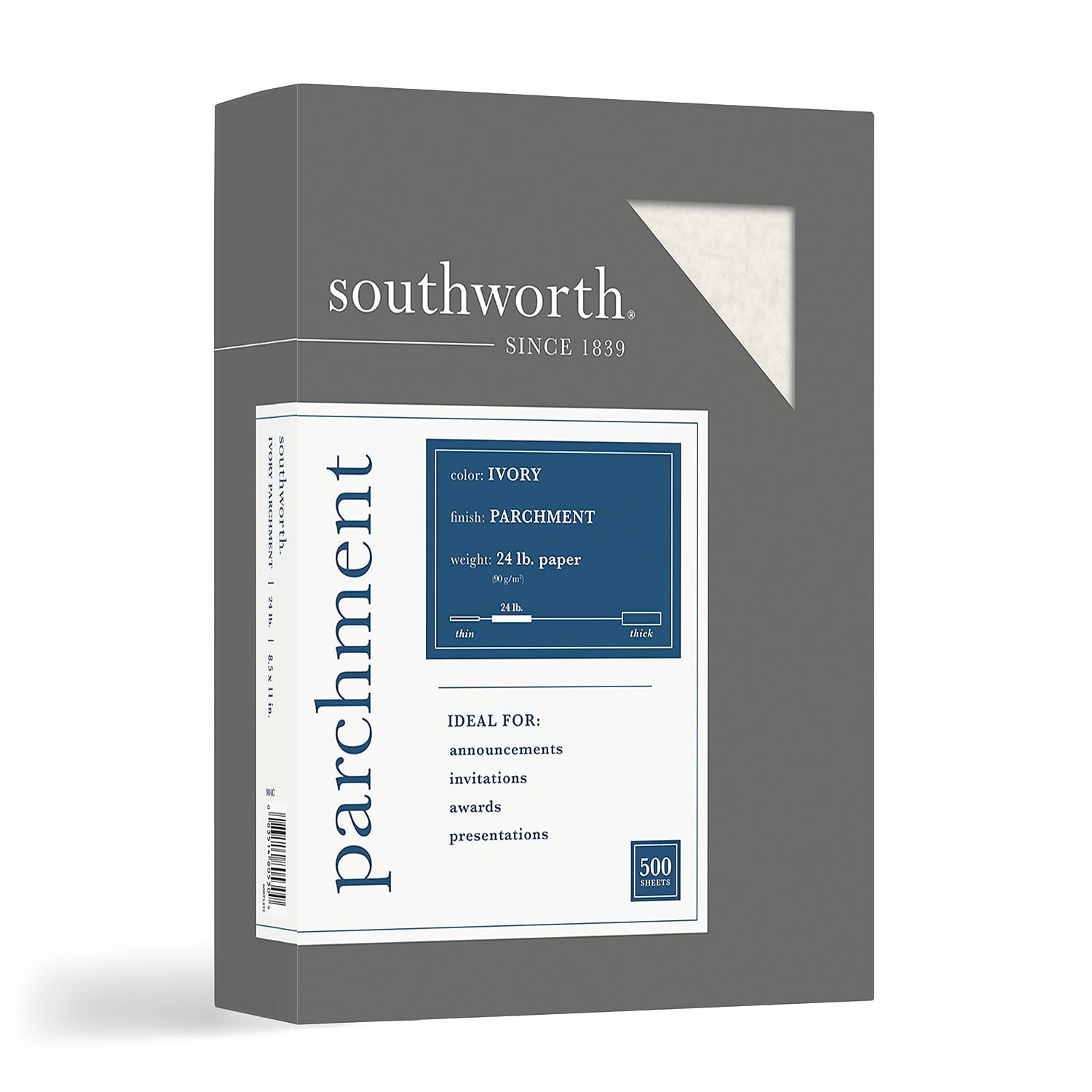 Southworth 984C Parchment Specialty Paper Ivory 24 Lb. 8 1/2 X 11 500/Box (Sou984C)