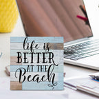 Hoijaumai Life Is Better At The Beach Wooden Box Sign Desk Decor, Beach House Sign Beach Life Quote Wood Sign For Home Beach Hou