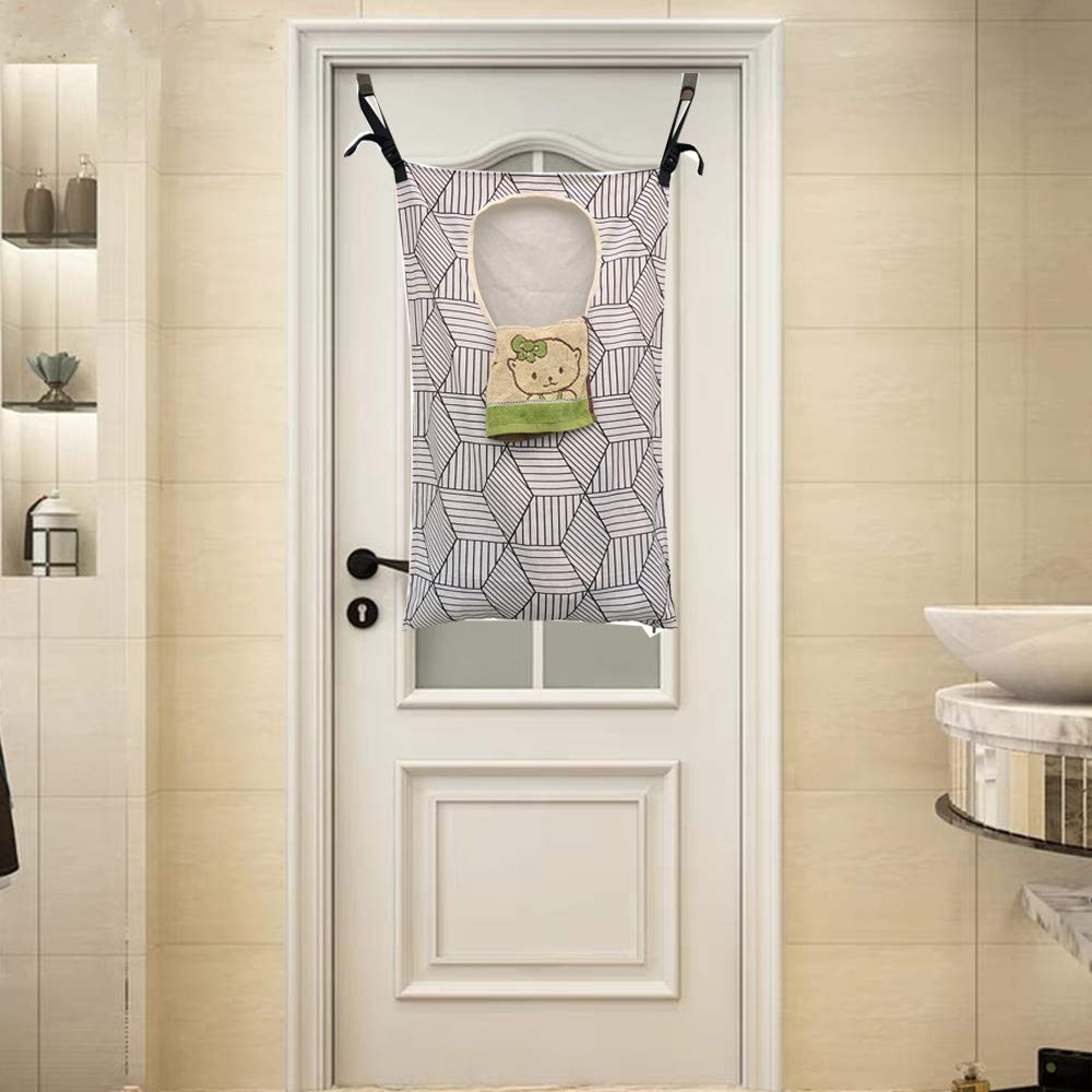 Hdhyk Adjustable Space Saving Door Hanging Laundry Hamper With Stainless Steel Hooks