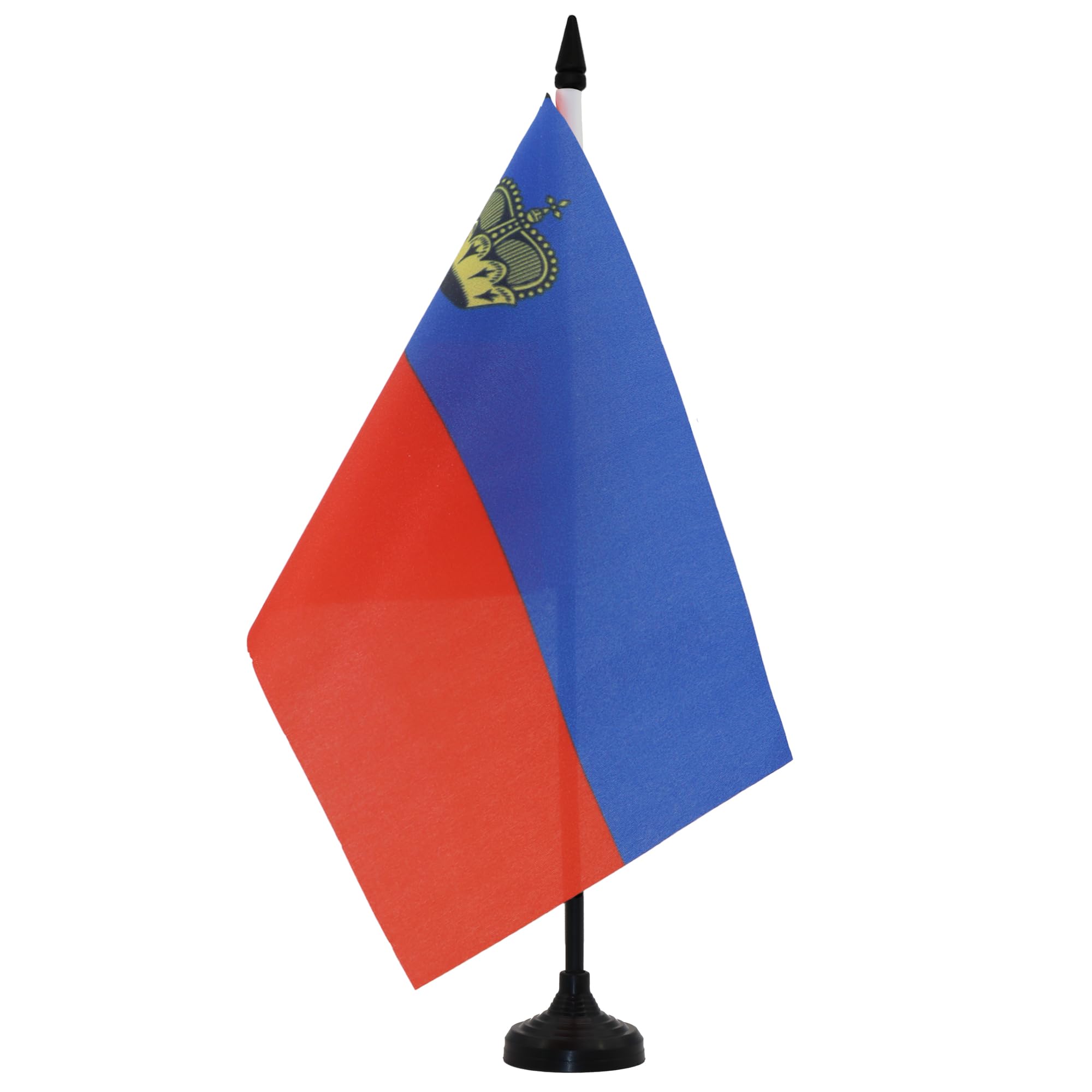 Liechtenstein Table Flag 5' X 8' - Landtag Desk Flag 21 X 14 Cm - Black Plastic Stick And Base - Az Flag