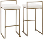Crosley Furniture Harlowe Upholstered Seat Bar Stools Set of 2, Crème and Gold