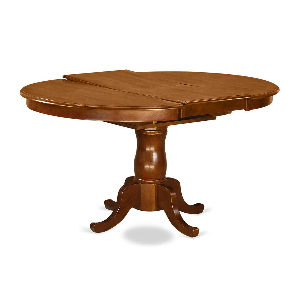 East West Furniture POML7-SBR-C 7 Piece Kitchen Table & Chairs Set Consist of an Oval Dining Table with Butterfly Leaf and 6 Linen Fabric Dining Room Chairs, 42x60 Inch, Saddle Brown
