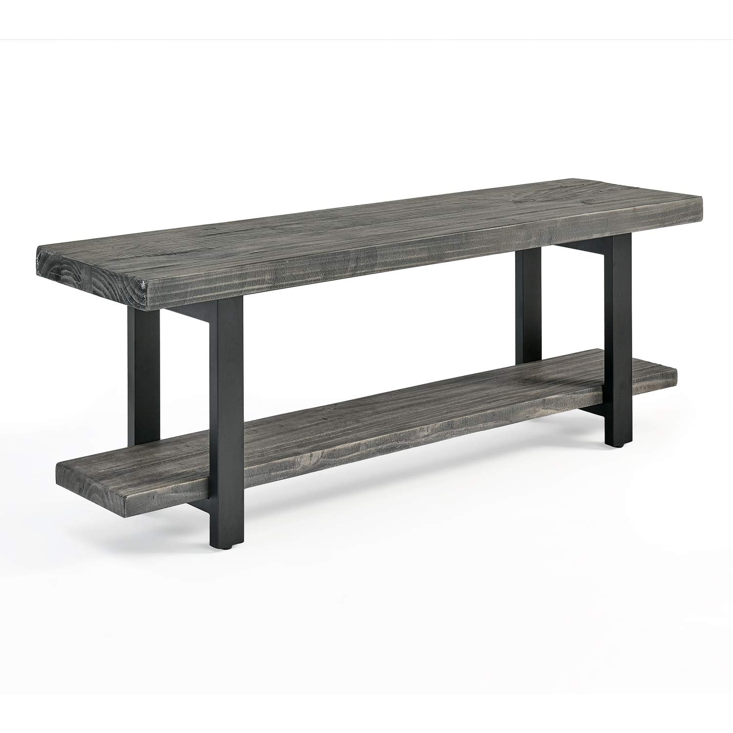 Sonoma Metal and Reclaimed Wood Bench, Slate Gray