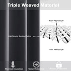 Jiuzhen Dark Grey Blackout Curtains With Tiebacks Thermal Insulated, Light Blocking And Noise Reducing Grommet Curtains For Bedroom And Living Room, Set Of 2 Window Curtain Panels, 60 X 84 Inch Length