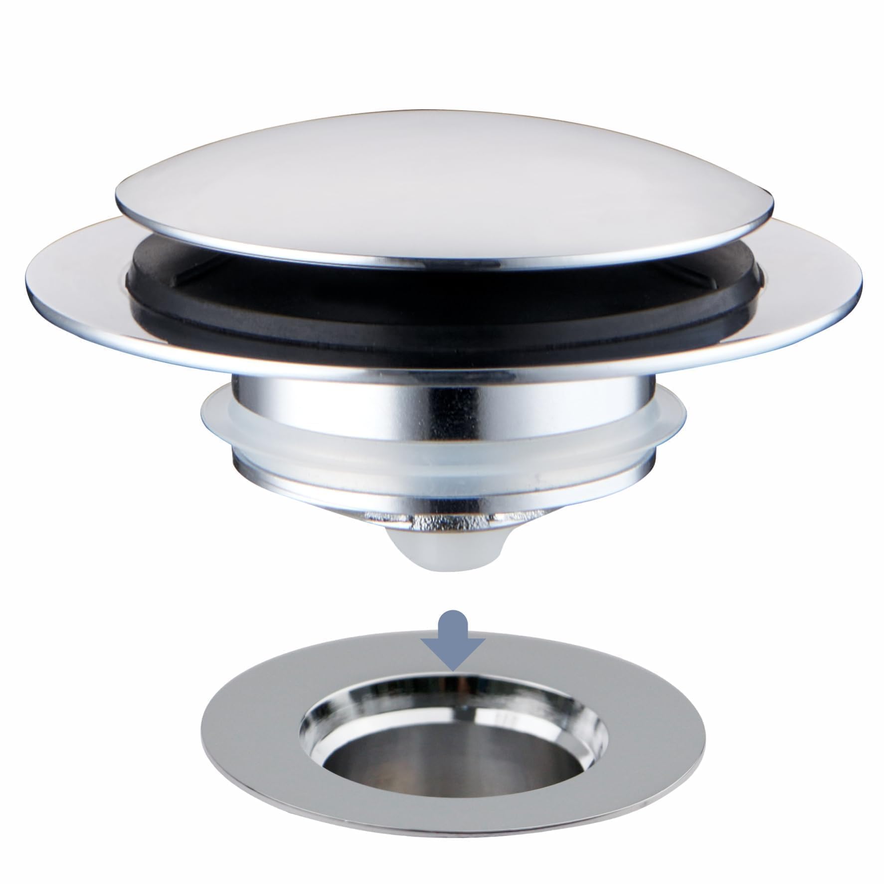 Chrome Plated Universal Tub Dain Stopper, Hidrop Pop Up Bath Drain Tip Toe Bathtub Drain Stopper,Conversion Kit Assembly, Replac