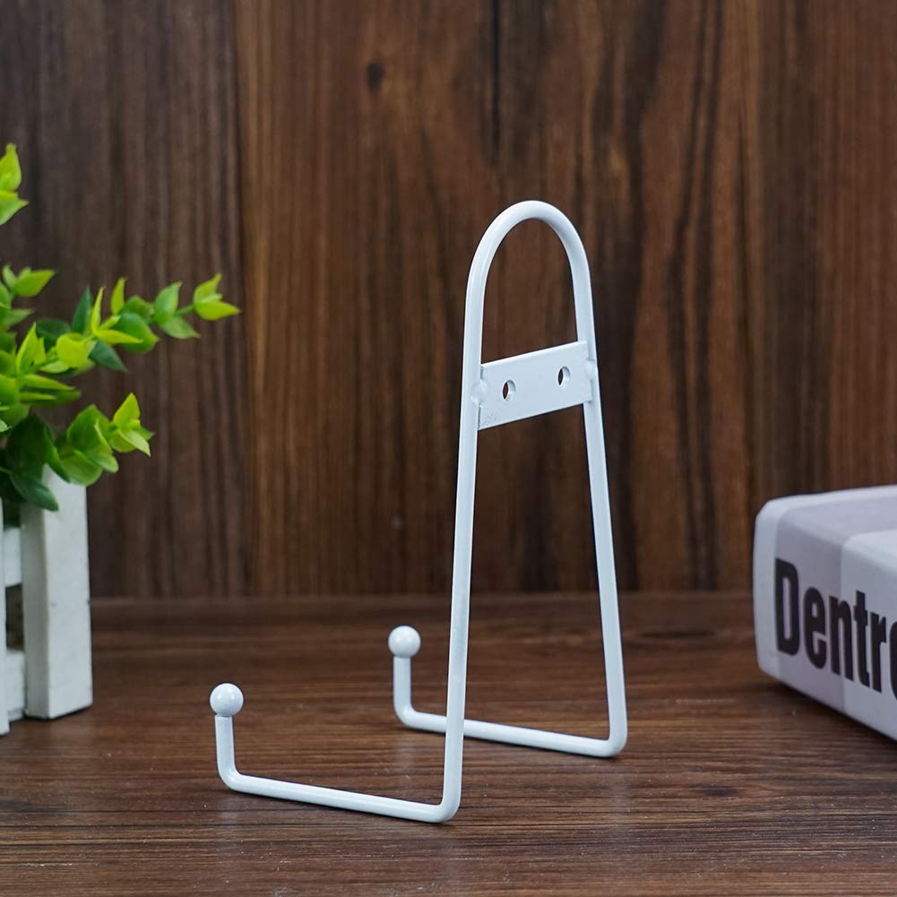 6 Inch Medium White Metal Wall Mount Display Easel Plate Hanger Vertical Plate Stand Holders Picture Frame Stand For Wall 4 Pack